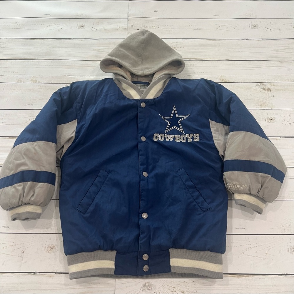 Stadium Athletics Dallas Cowboys Blue and Gray Kids Puffer Jacket Sz 6